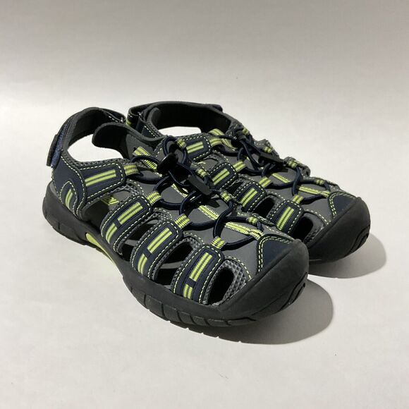 Khombu Sandals Kids Size 2 Gray Green Accents Dillon Breathable Closed Toe - Picture 11 of 11